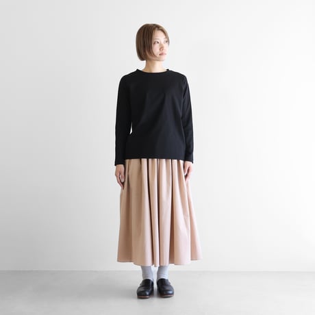 綿ウールタイプライタークロスロングスカート（ピンクベージュ）【レディス】U402