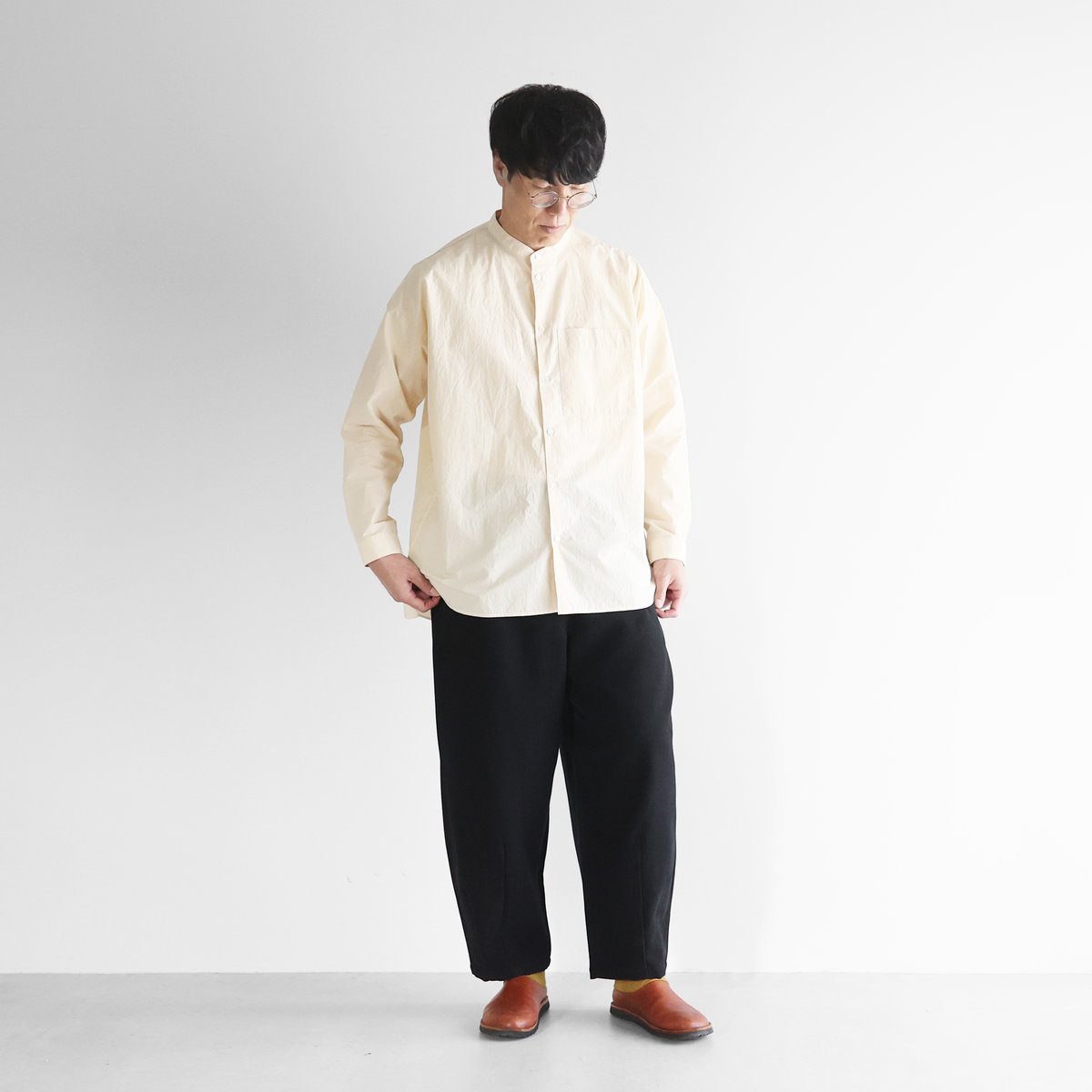 厚手モールスキンバルーンパンツロング（ブラック）【ユニセックス