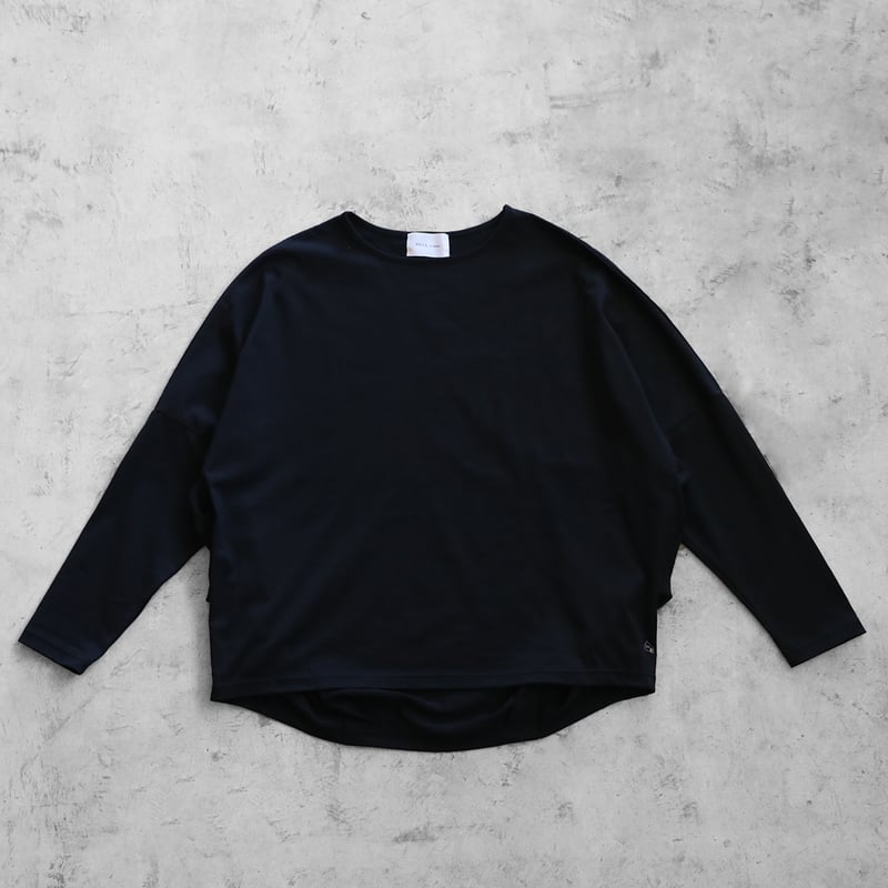 HUIS in house］SUVIN COTTON長袖コクーンカットソー（ブラック）【レデ