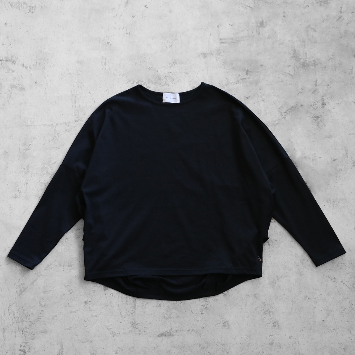HUIS in house］SUVIN COTTON長袖コクーンカットソー（ブラック）【レデ