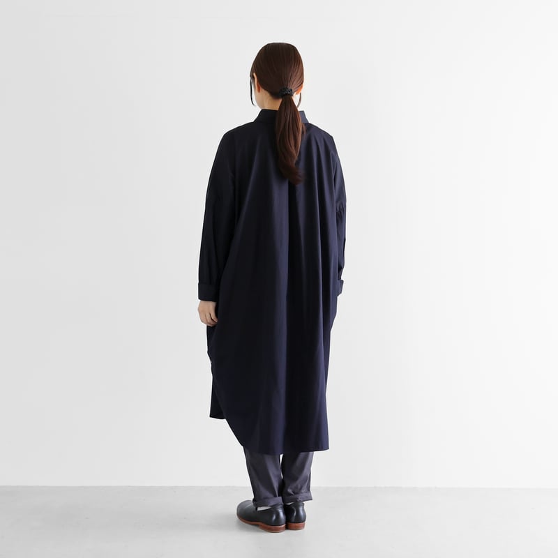 ギザコットンブロードロングシャツ(ダークネイビー)【ユニ ギザコットンブロードロングシャツ(ダークネイビー)【ユニ