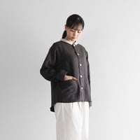 オールドレピアリネンノーカラーシャツジャケット（チャコールグレー）【ユニセックス】010