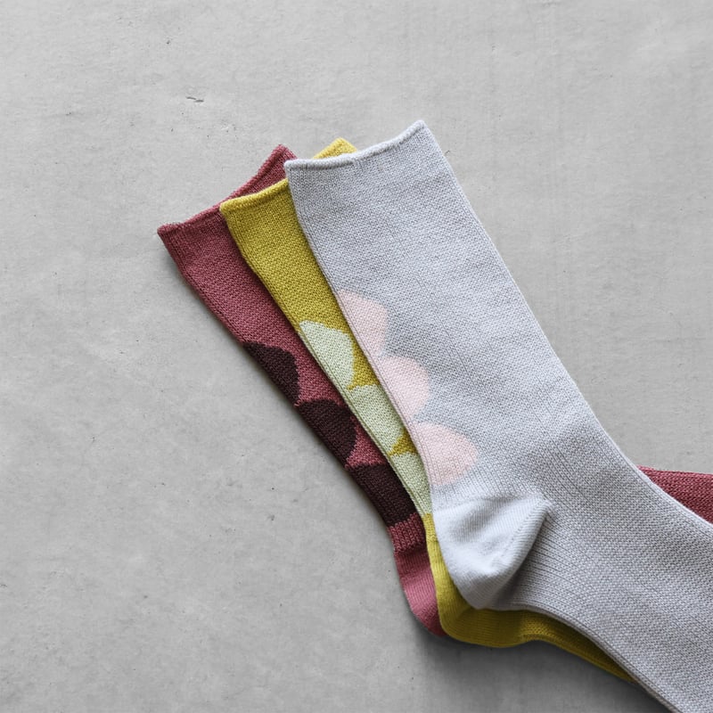 くつした HUISのくつした］JACQUARD ishikoro（ピーチグレー）【ユニ