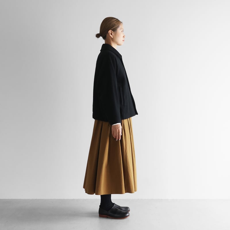 HUIS×尾州”縮絨ウールフランネルショートコート（ブラック）【ユニ