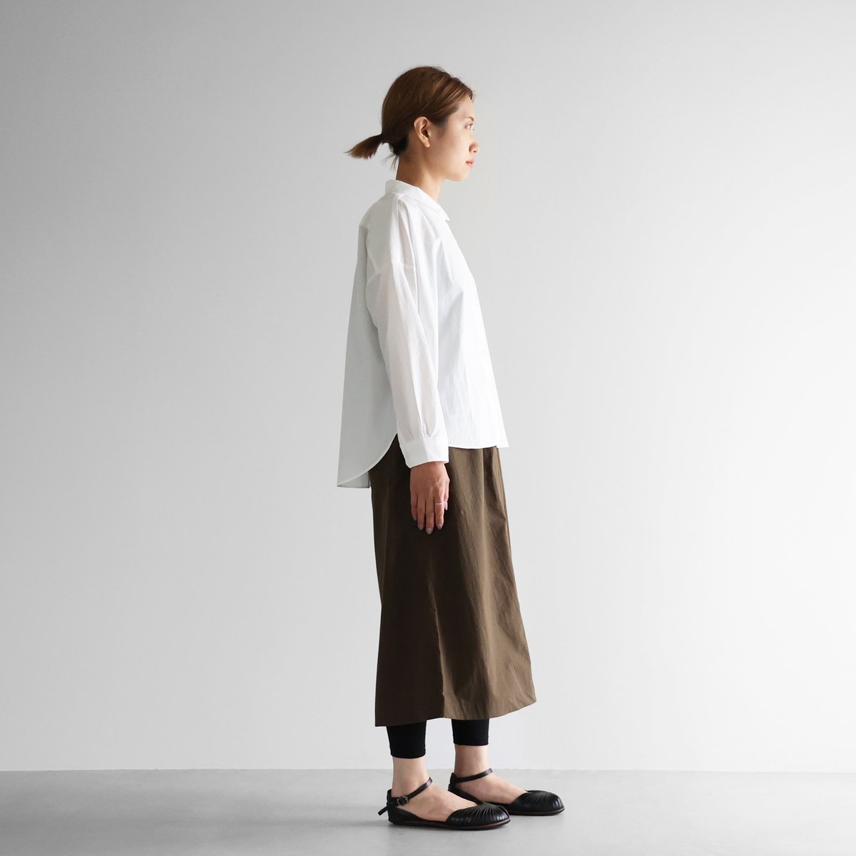 HUIS in house］ストレッチ天竺SUVIN COTTONレギンス（ブラック