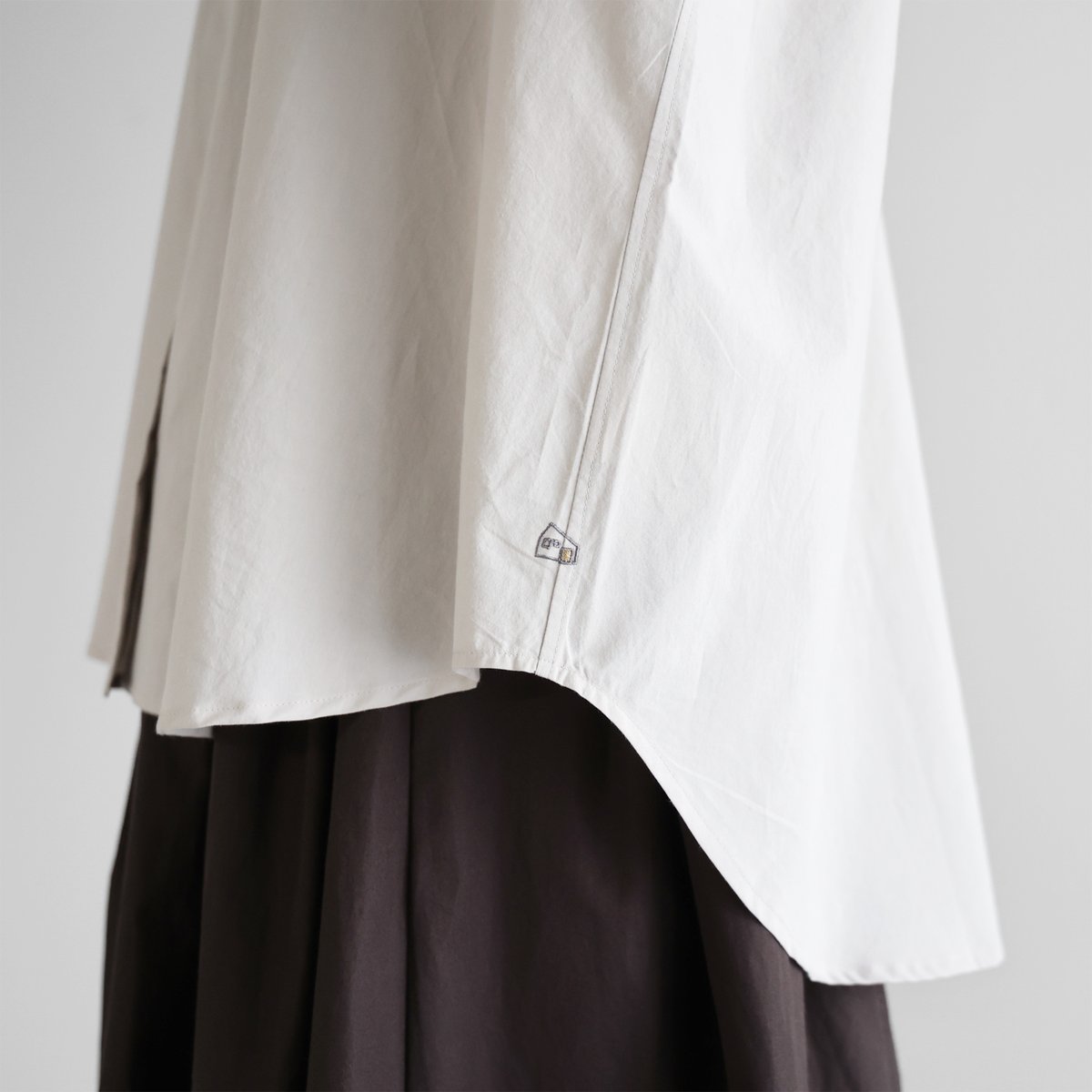 オーガニックコットンワイドブラウス（オフグレー）【レディス