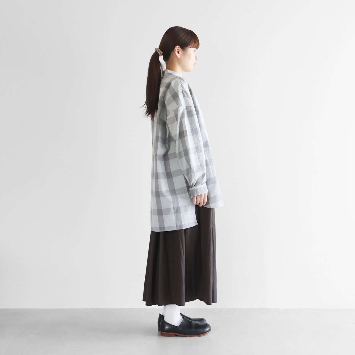 レピアコードブロックバンドカラーオーバーシャツ（グレーチェック