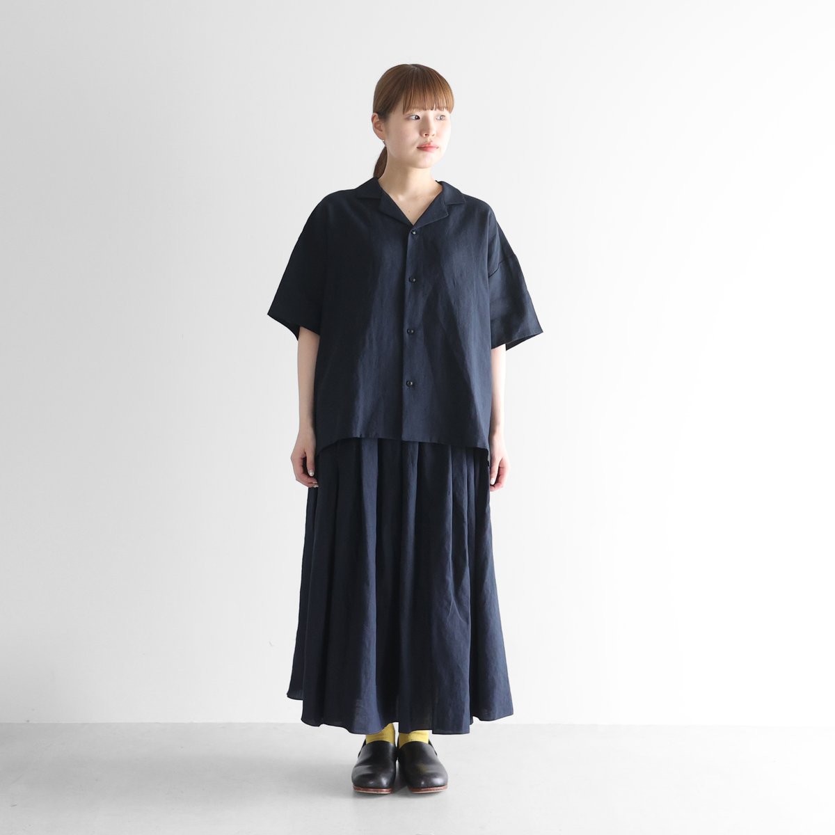 VivienneWestwoodREDLABELロングプリーツスカート ネイビー オールドレピアリネンロングスカート（ダークネイビー）【レディス