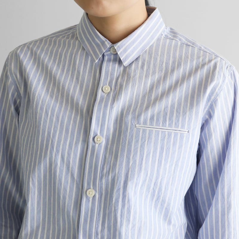 オーガニックコットンシャツ（ラベンダーストライプ）【ユニセックス  