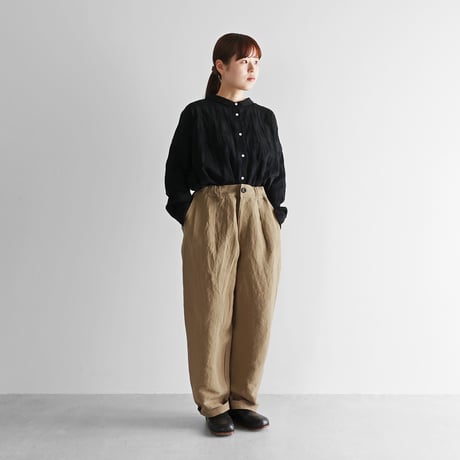 バンブーリネンセミワイドパンツ（サンドベージュ）【ユニセックス】512