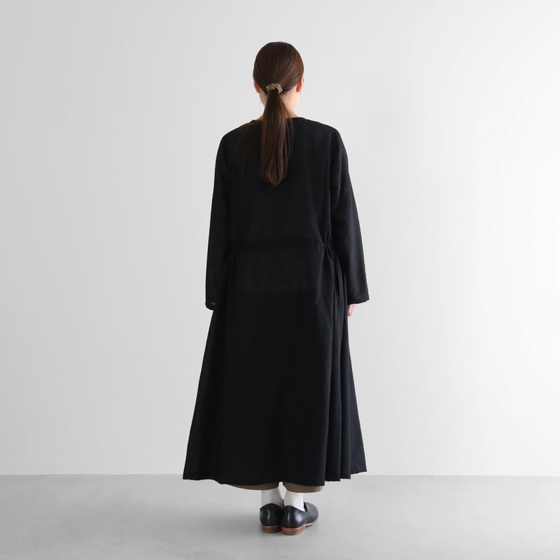 ウォッシャブルウールカシュクールワンピース（ブラック）【レディス