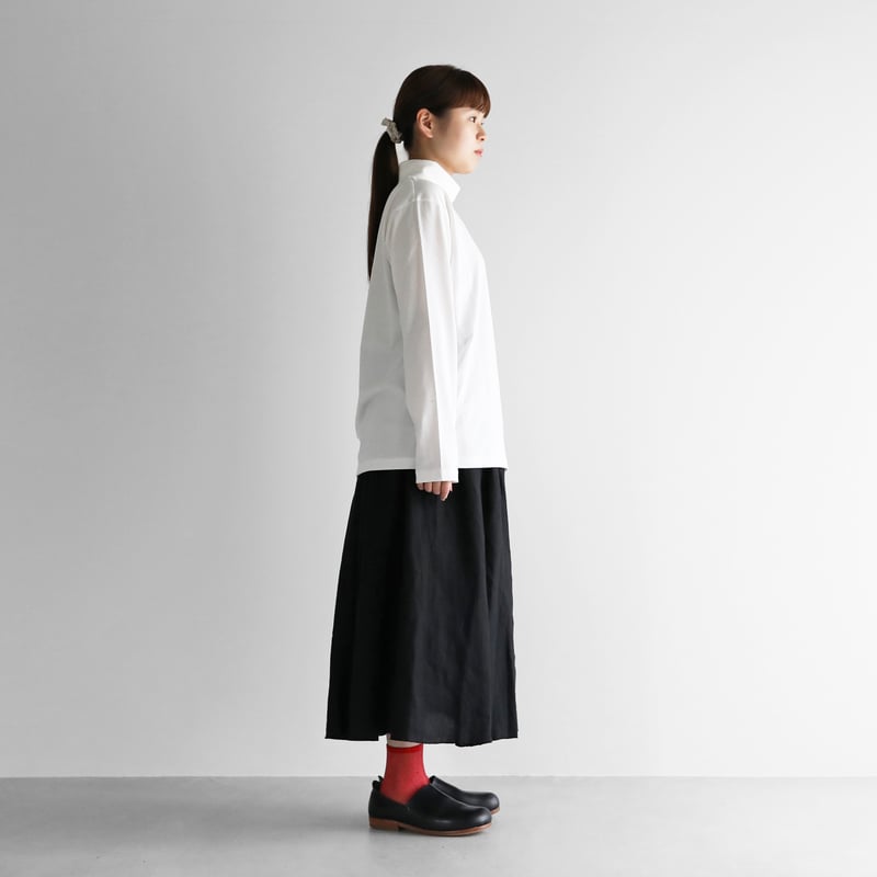 HUIS in house］SUVIN COTTON長袖ゆるタートルネックカットソー（白）【