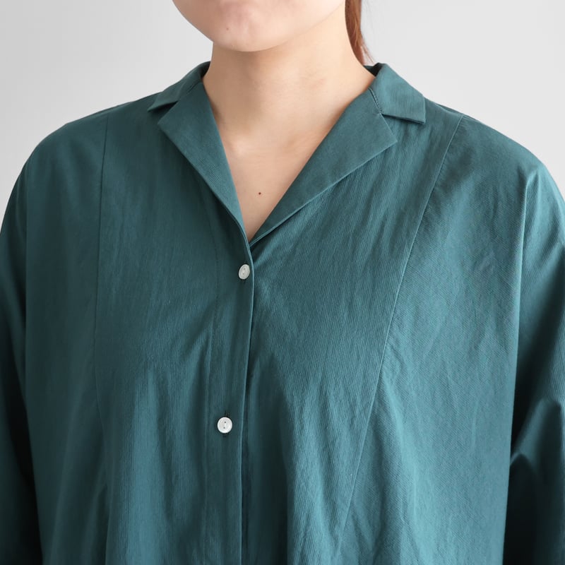 OZZ ANGELO ダークグリーン ワンピース コードレーンオープンカラーワンピース（ダークグリーン