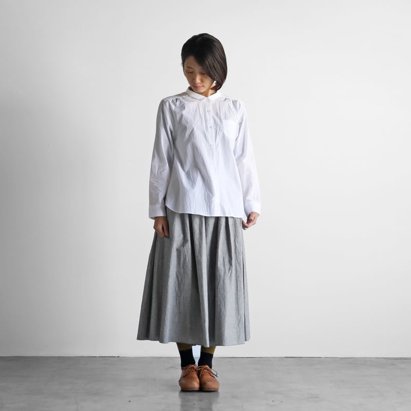 ナチュラルダイリネンロングスカート ライトグレー ファーマーズ  