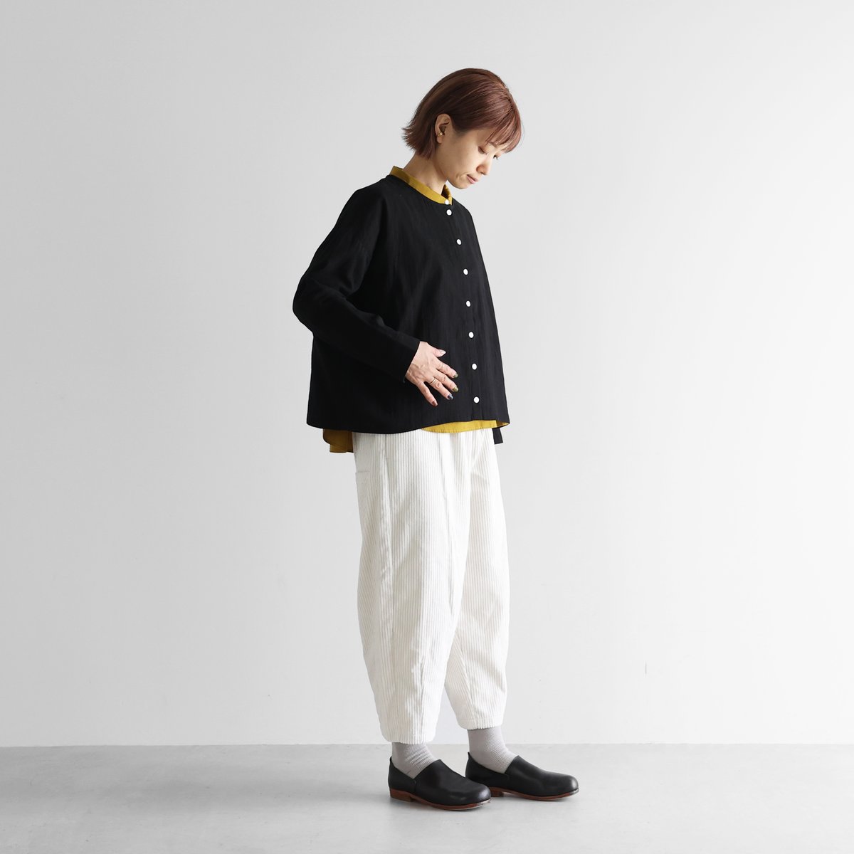 こじぃ　　さま　　専用 シャトルダブルガーゼショートカーディガン（ブラック）【レディス