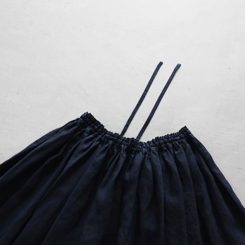 オールドレピアリネンロングスカート（ダークネイビー）【レディス