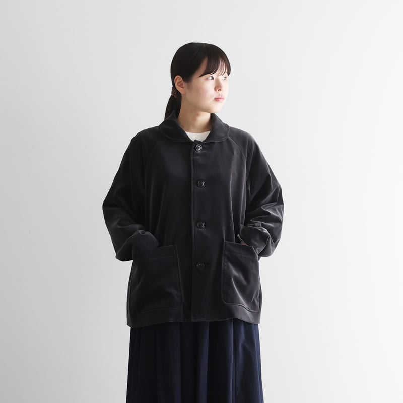 シャトルベルベッティーン(別珍)ショートコート（ダークグレー）【ユニ