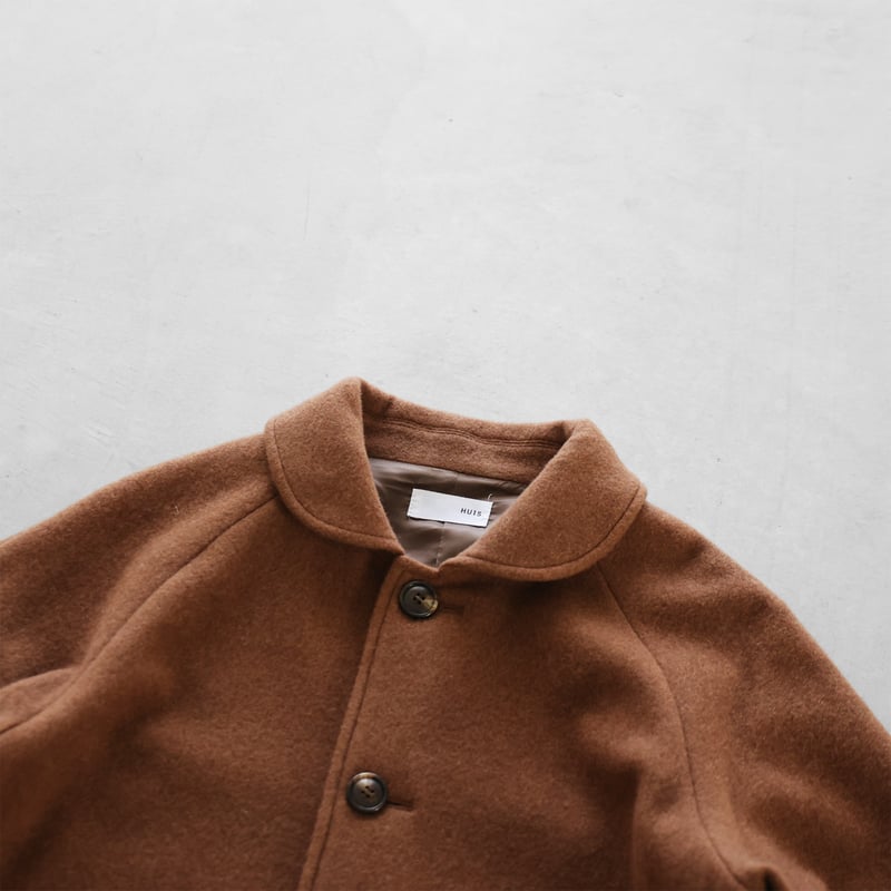 HUIS×尾州”縮絨ウールフランネルショートコート（ブラウン