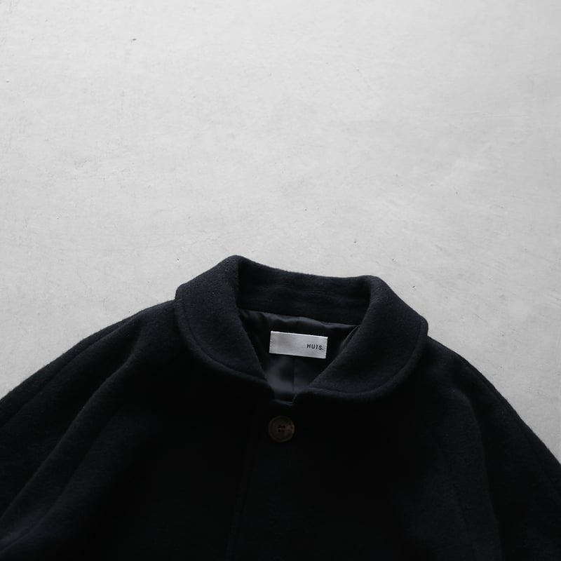 HUIS×尾州”縮絨ウールフランネルショートコート（ブラック）【ユニ