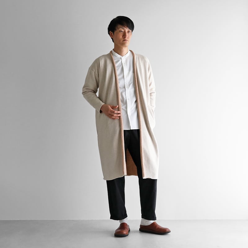 HUIS×yohaku吊り編み&茶綿スウェットロングカーディガン