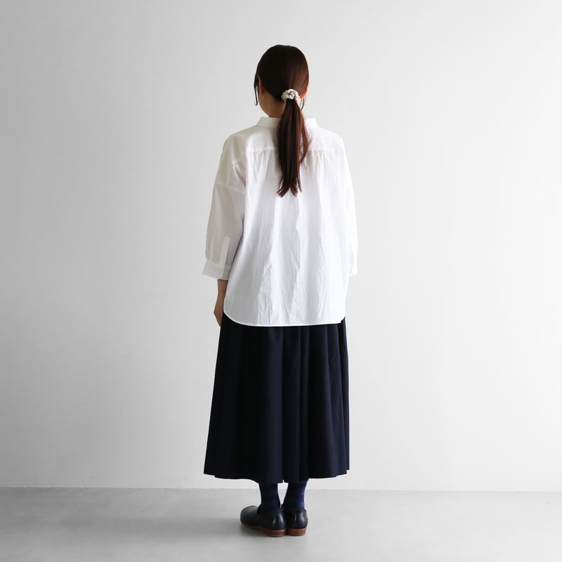 フランス綾ロングスカート（ダークネイビー）【レディス】U402 | HUIS  