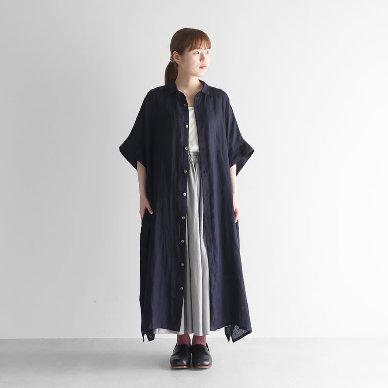 美品HUIS/遠州織物　オーガニックコットンショートスリーブロングシャツ オーガニックコットンショートスリーブロングシャツ 014を
