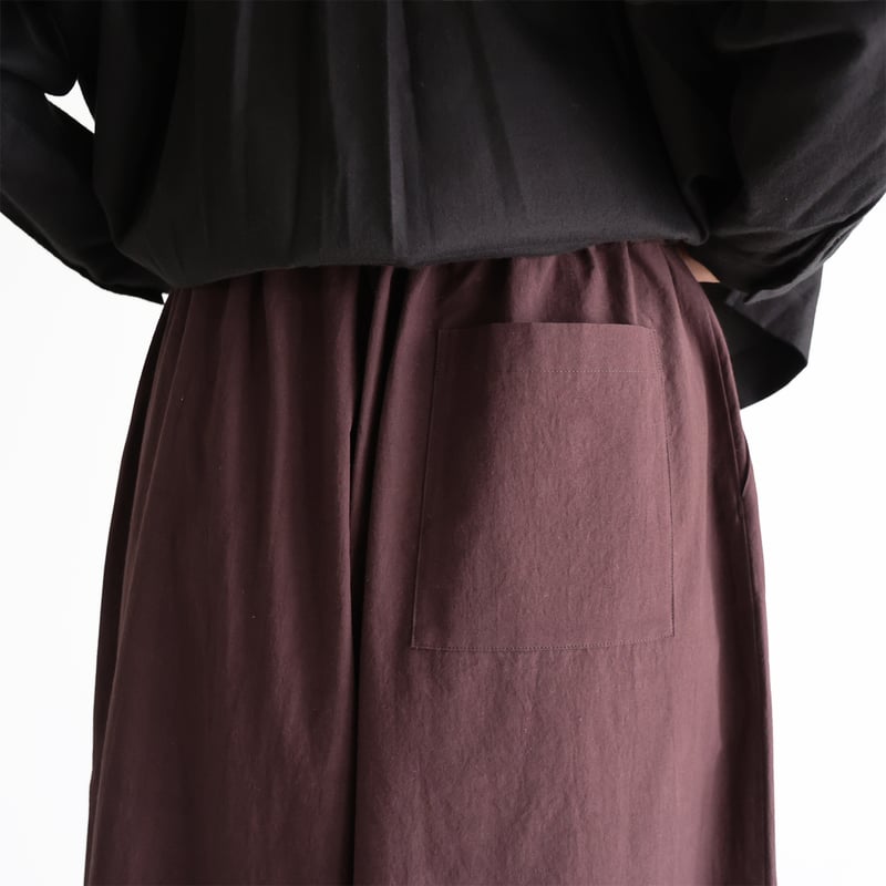 綿ウールタイプライタークロススカートパンツ（ボルドーブラウン