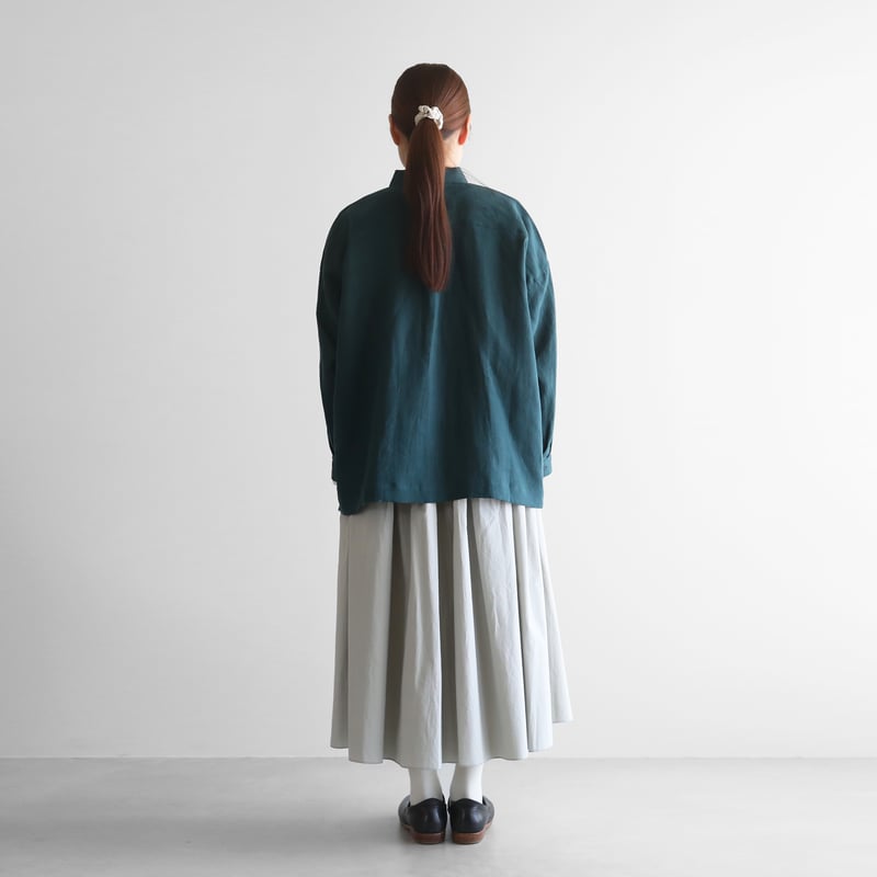 【新品】HUIS 柄二重織シャトルジャガードワイドブラウス ブラック 柄二重織シャトルジャガードロングスカート（マスタード