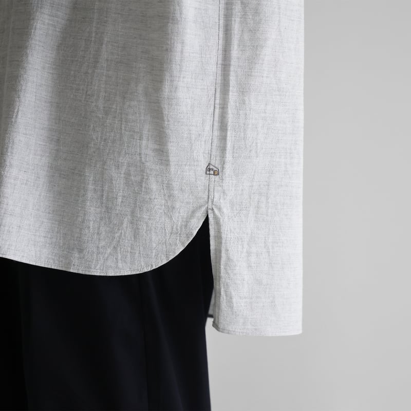 コードレーンバンドカラーオーバーシャツ（トップ糸グレー）【ユニ