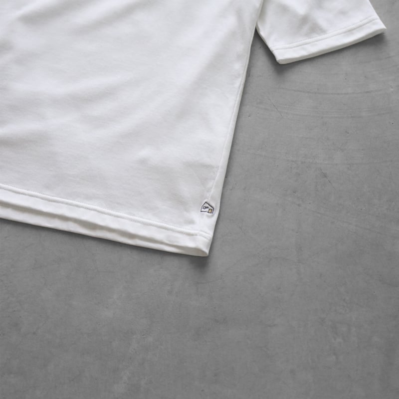 HUIS in house］SUVIN COTTON5分袖タートルネックカットソー（白）【レ
