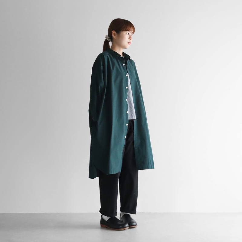 HUIS ハウス 遠州織物　ロングシャツ004 ブラック フリーサイズ 日本製 やわらかコットンロングシャツ【ユニセックス】004が再入荷しま