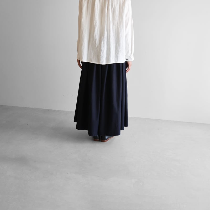 フランス綾ロングスカートL（ダークネイビー）【レディス】U402L