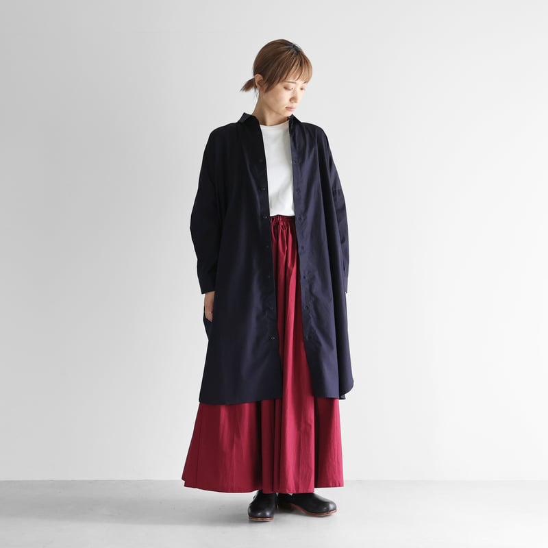 ギザコットンブロードロングシャツ(ダークネイビー)【ユニ ギザコットンブロードロングシャツ(ダークネイビー)【ユニ