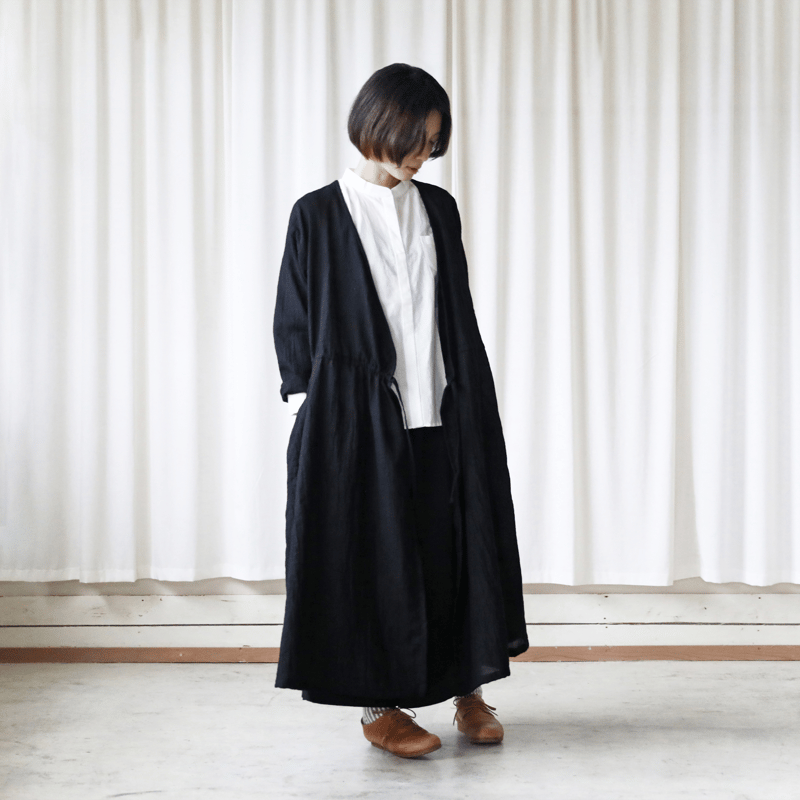 ウォッシャブルウールカシュクールワンピース（ブラック）【レディス