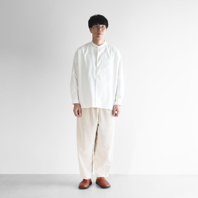 スヴィンオックスフォードバンドカラーオーバーシャツL（きなり