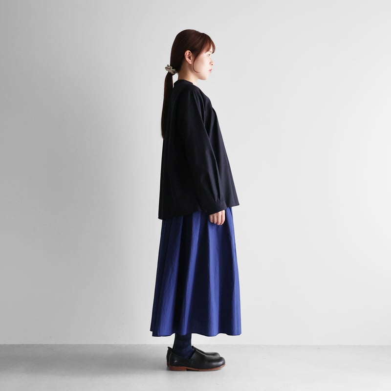 フランス綾タックブラウス（ダークネイビー）【レディス】U113 | HUIS