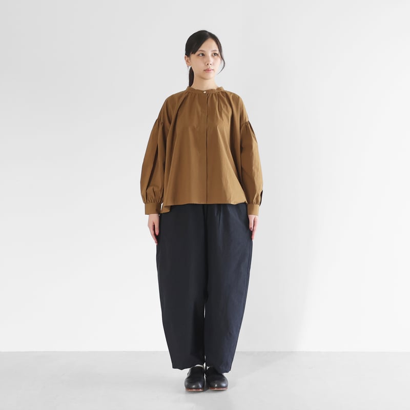 ウォッシャブルウールコットンバルーンパンツロング（ブラック）【ユニ