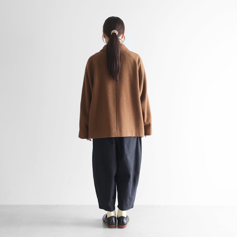 コート　ブラウン HUIS×尾州”縮絨ウールフランネルショートコート（ブラウン