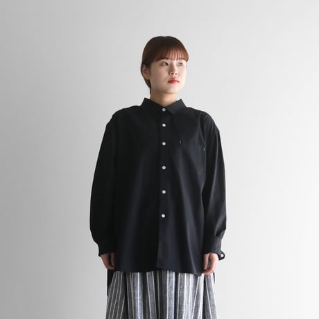 オーガニックコットンライトオックスビッグシャツ（ブラック）【ユニセックス】011