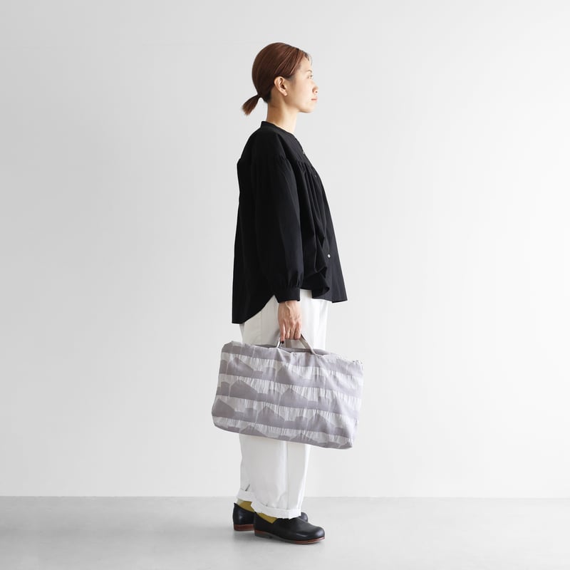 先染め朱子織シャトルジャガード2WAYショルダーバッグ（ライトグレー
