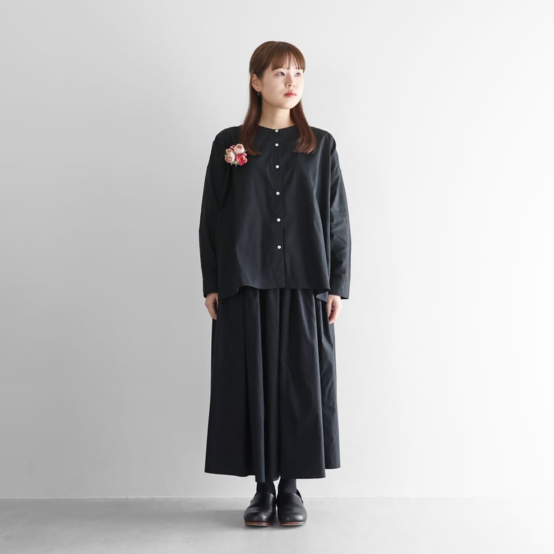オーガニックコットンビエラロングスカート（ブラック