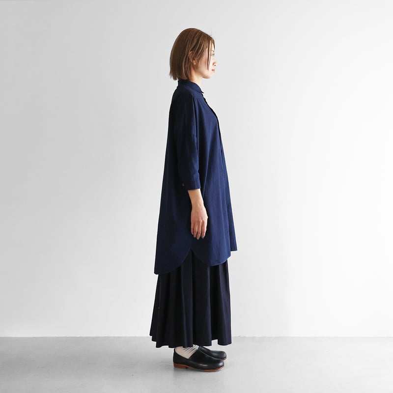 HUIS×sayu 本藍染めコットンロングシャツ【ユニセックス】004 | HUIS