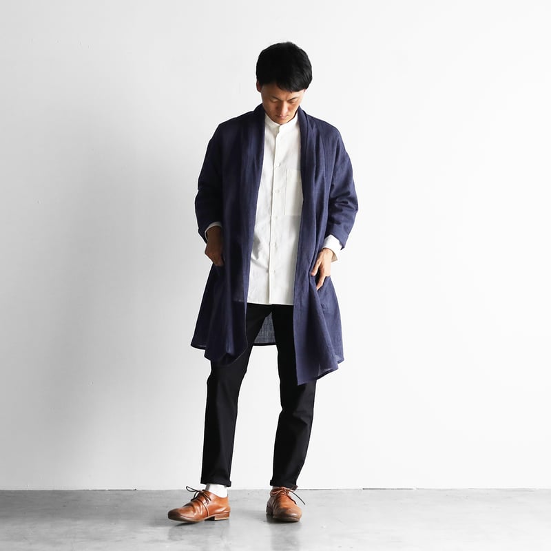 ウォッシャブルウールロングカーディガン（ネイビー）【ユニセックス