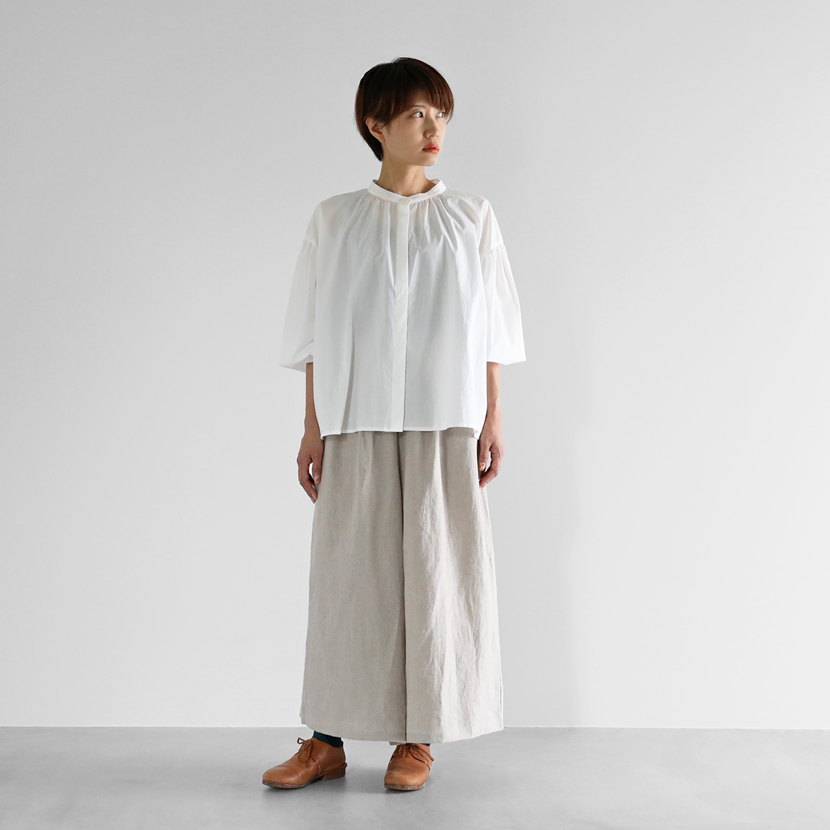 シャトルリネンスカートパンツ(きなり)【レディス】505 | HUIS シャトルリネンスカートパンツ(きなり)【レディス】505 | HUIS