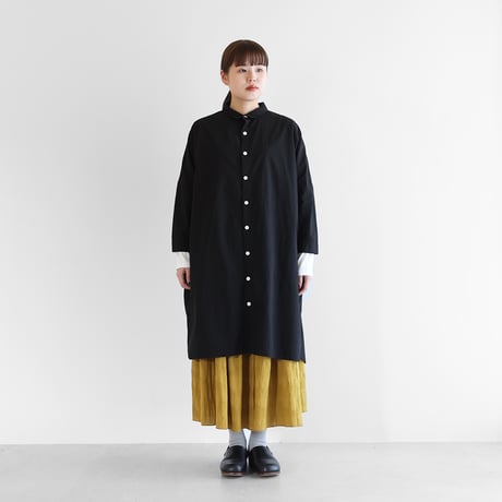 ［名古屋黒紋付染］オーガニックコットンロングシャツ（山勝ブラック）【ユニセックス】004