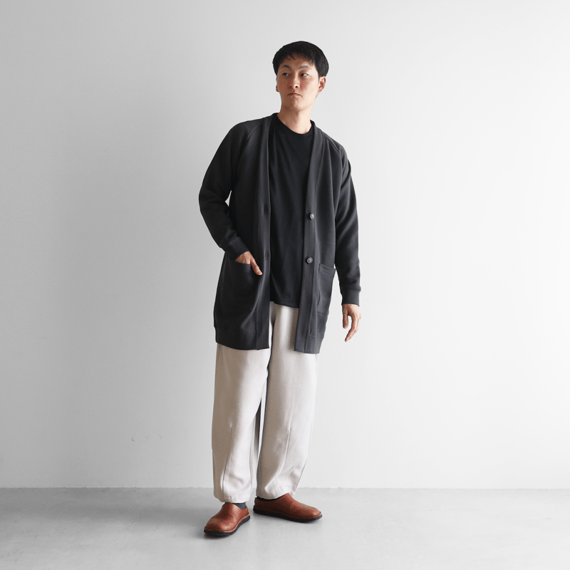 美品 HUIS. in house スウェット カーディガン 黒 huis HUIS in house］SUVINスウェットロングカーディガン（ダークグレー