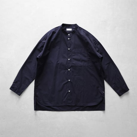 ばちばちタイプライタークロスバンドカラーオーバーシャツL（ダークネイビー）【ユニセックス】015L