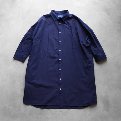 HUIS×sayu本藍染めコットンロングシャツ【ユニセックス】004