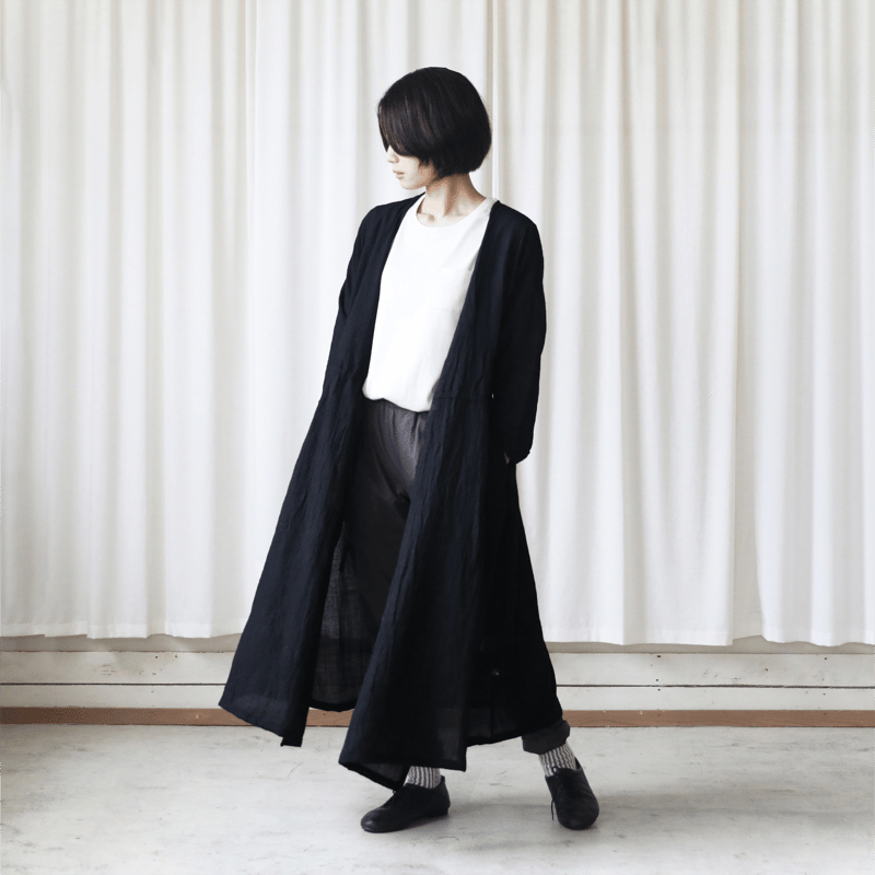 ウォッシャブルウールカシュクールワンピース（ブラック）【レディス