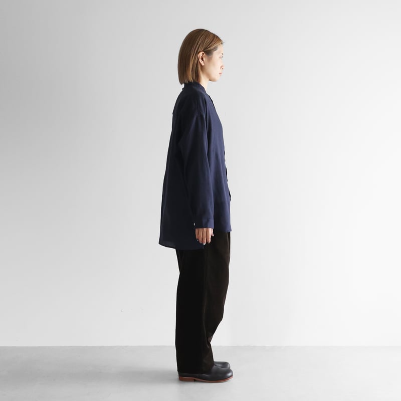 美品 newnow ニューナウ サージウールシャツ ネイビー オーバーサイズ M newnow ニューナウ サージウールシャツ ネイビー オーバーサイズ